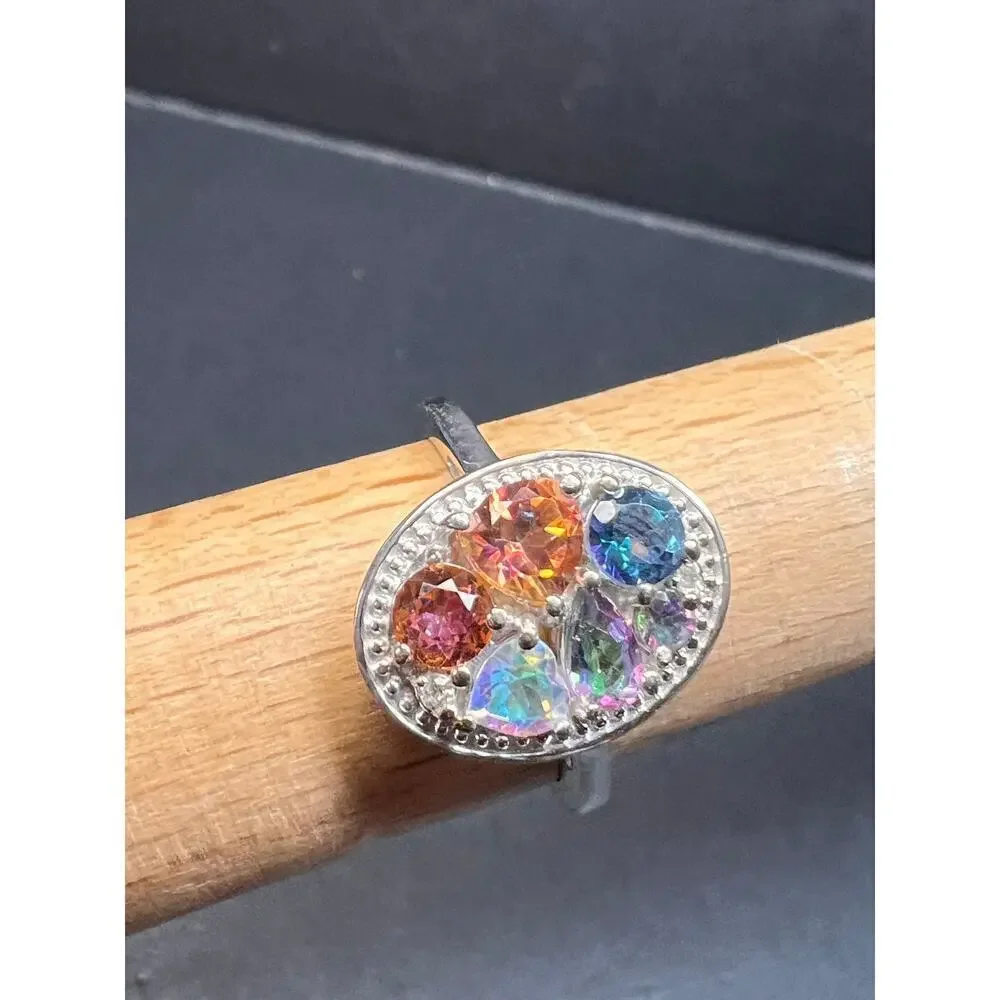 NEW cosmic mystic topaz ring in sterling silver size 8